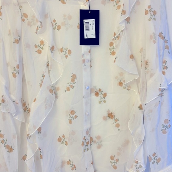 The Kooples Popcorn Foral Print Sheer Silk Shirt-Size 2 - Picture 5 of 9